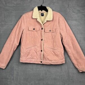 GAP Denim Corduroy Sherpa Lined Trucker Jacket Pink Size M